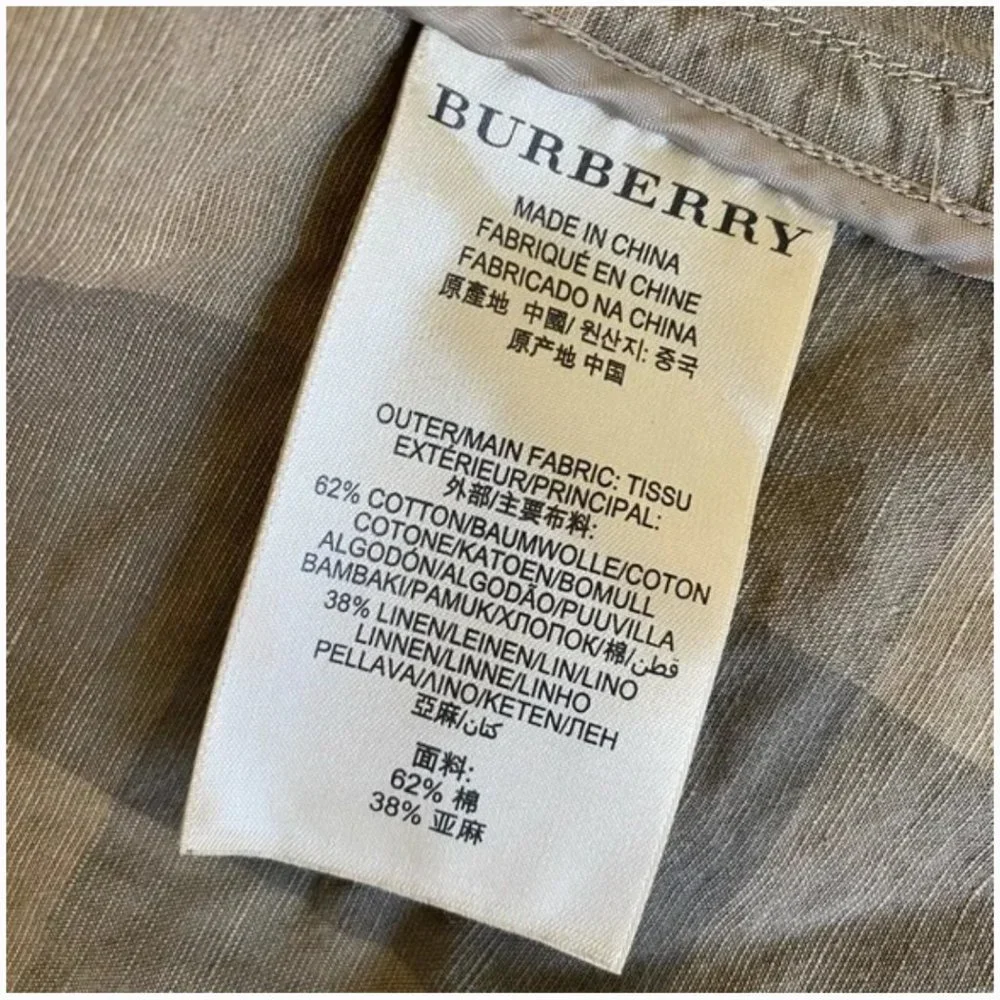 Burberry Linen Blend Plaid Trench Coat Size 4 - Picture 5 of 5
